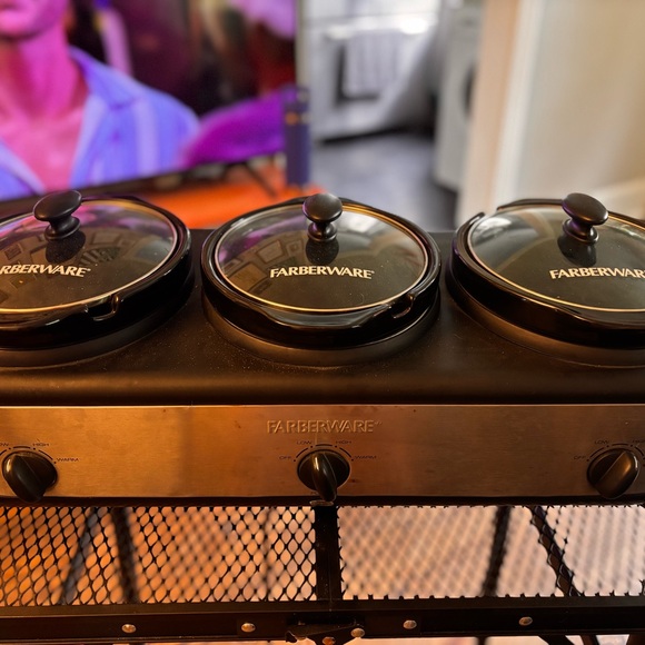 Farberware Black and Silver Triple Slow Cooker - Picture 1 of 3